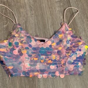 Forever 21 Pink Sequin Crop Top